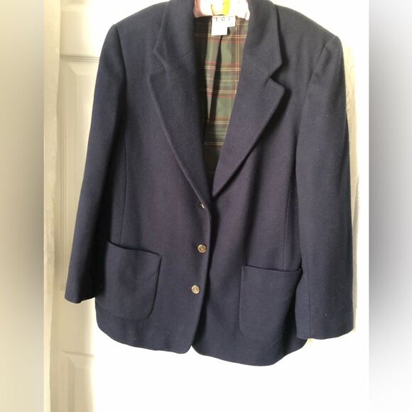 Talbots Navy Blue Women's wool blend oversized boyfriend Blazer jacket size M - Picture 4 of 7